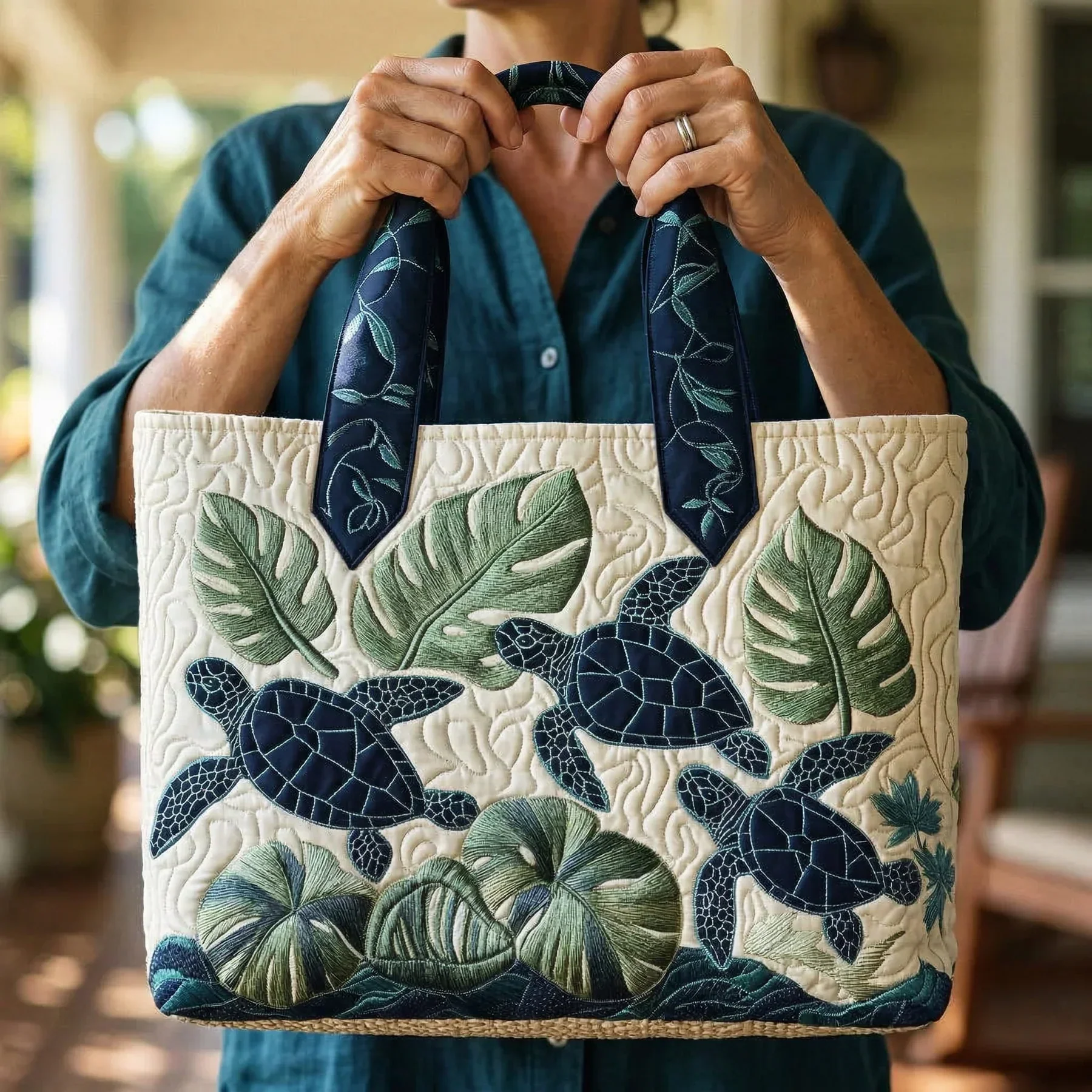 Artisan Tote Bag - Grace of the Sea Turtle - Image 2