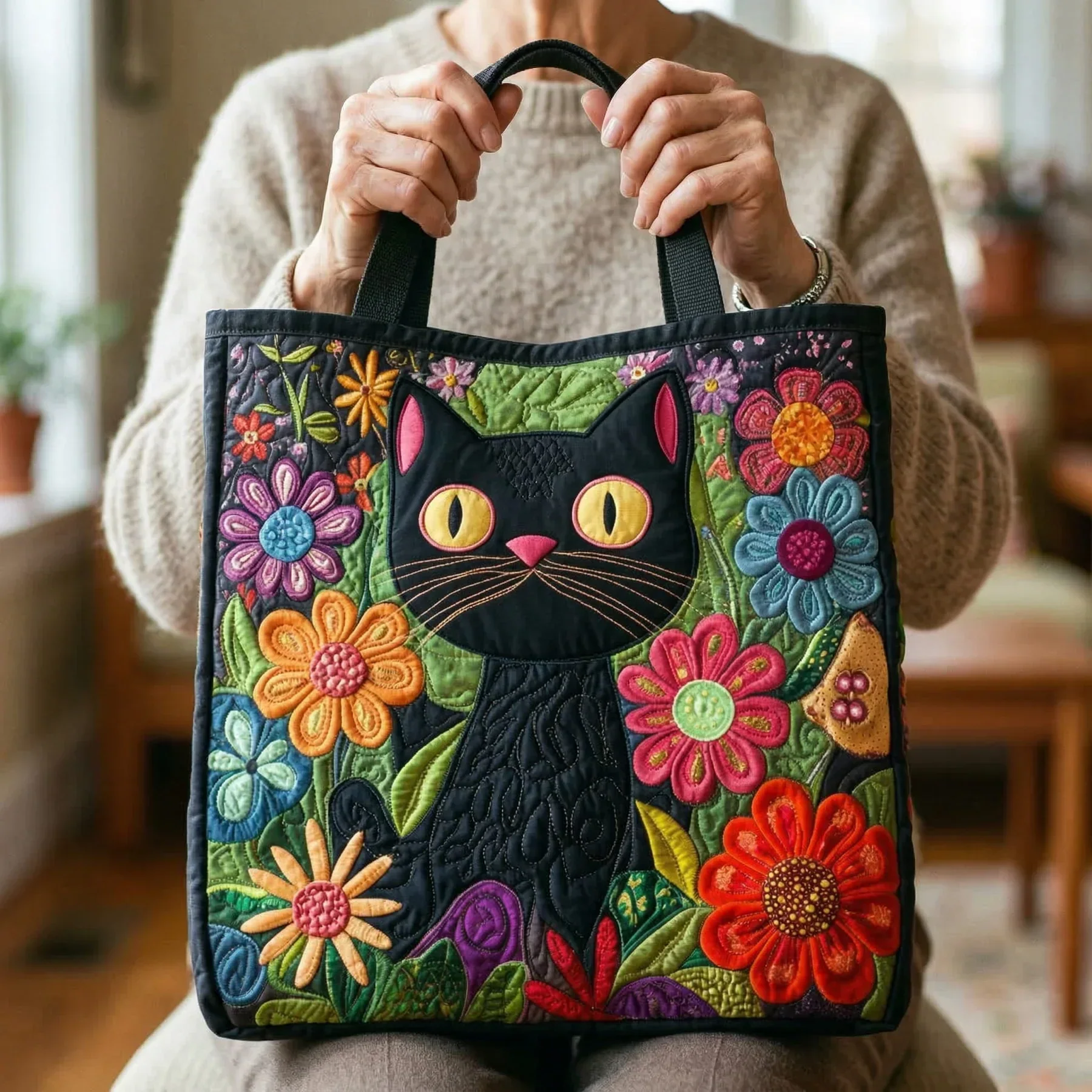 Quilted Bag - Enchanted Black Cat - Image 2
