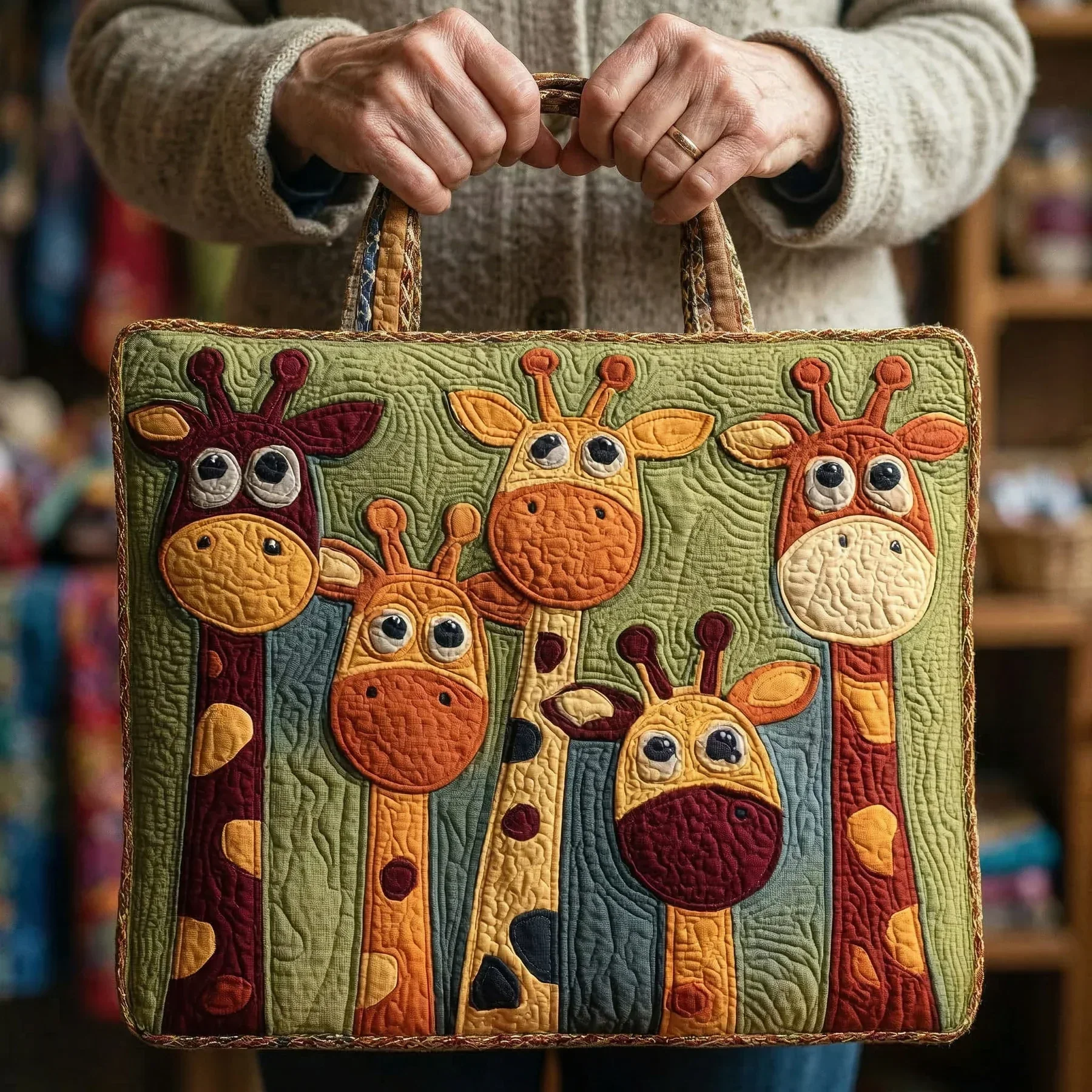 Quilted Tote Bag - Giraffe - Image 2